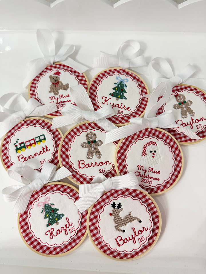 Christmas Tree Boy Cross Stitch Ornament