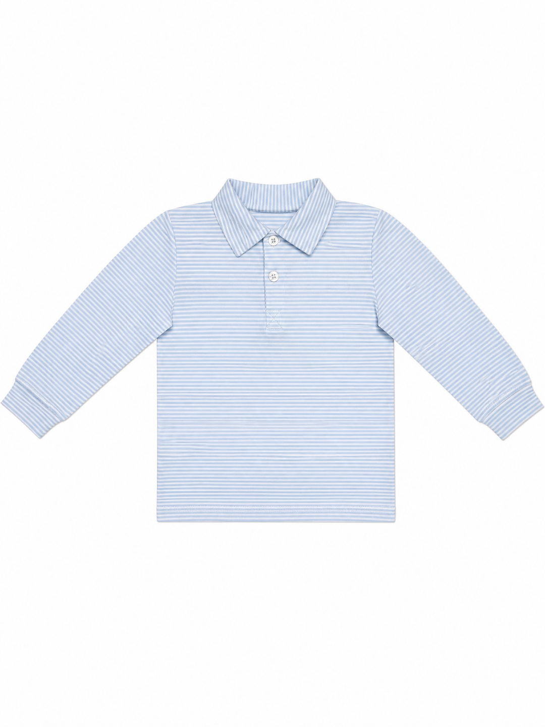 Light Blue Stripe Long Sleeve Polo