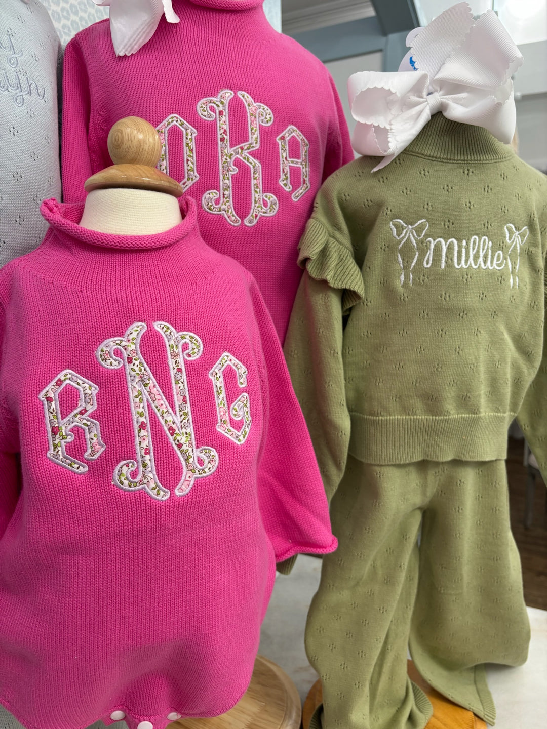 Hampton James Knit Pointelle Set - Olive (Fits TTS)