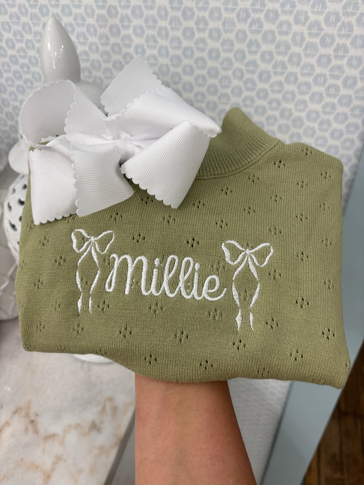 Hampton James Knit Pointelle Bubble - Olive (Fits TTS)