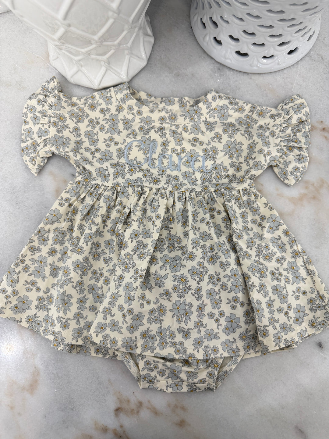 Quincy Mae: Bamboo Babydoll Dress - Blue Floral