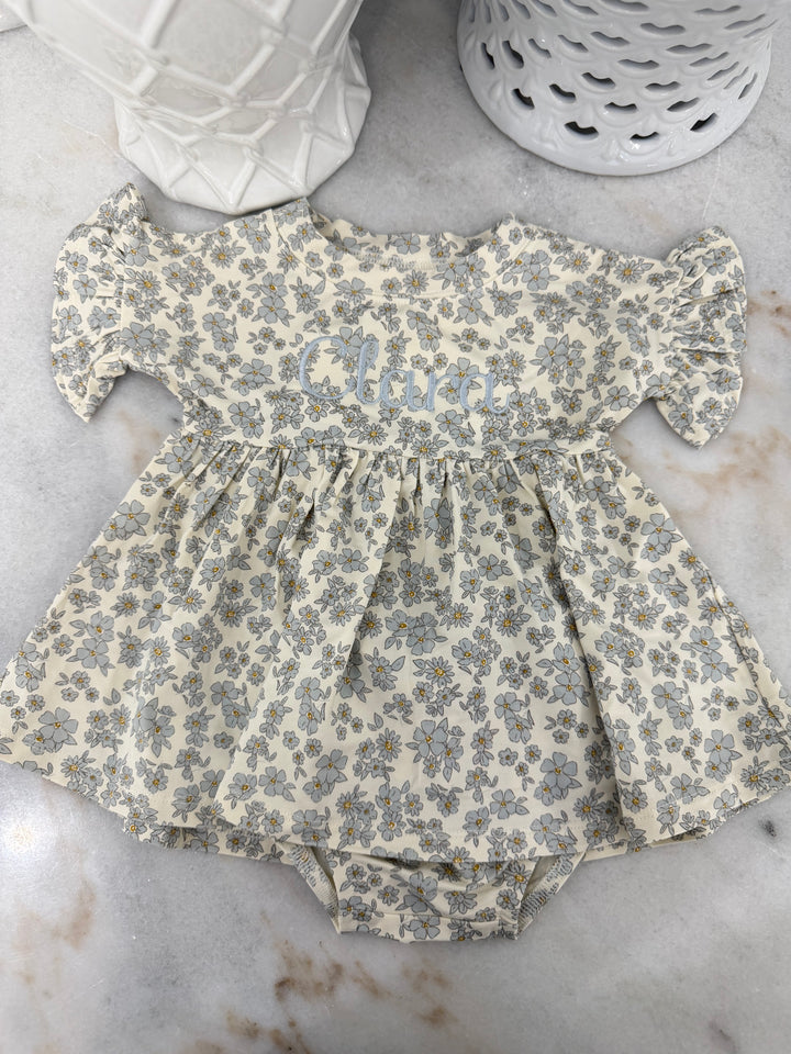 Quincy Mae: Bamboo Babydoll Dress - Blue Floral