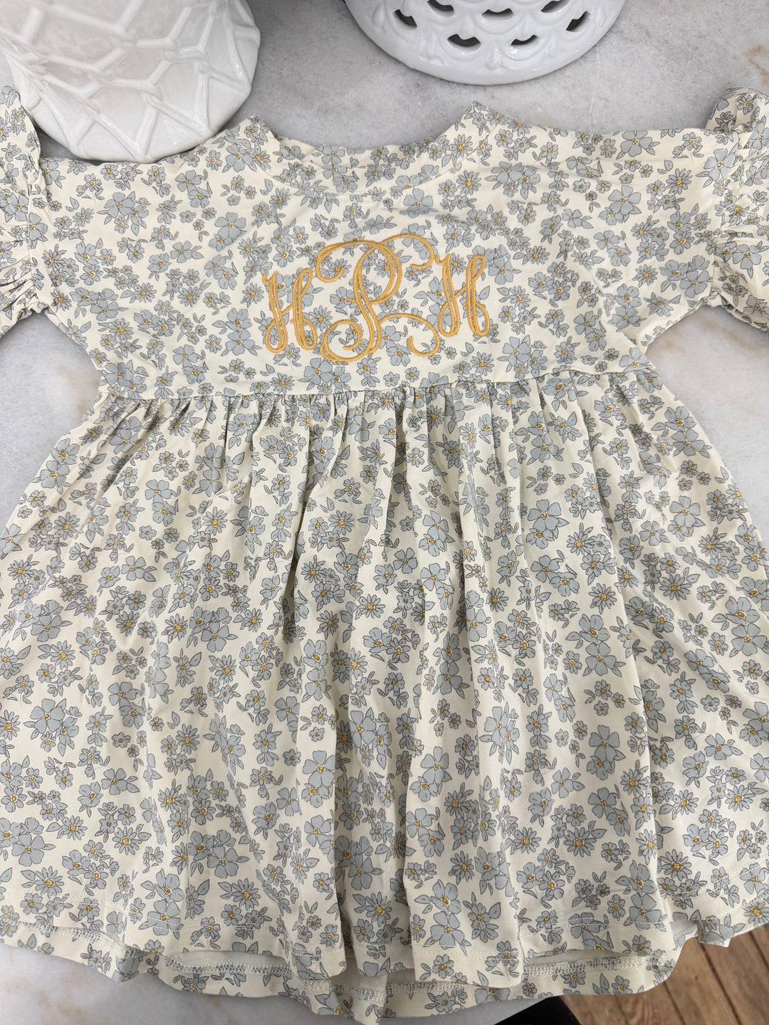 Quincy Mae: Bamboo Babydoll Dress - Blue Floral