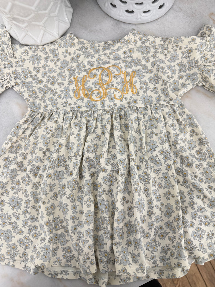 Quincy Mae: Bamboo Babydoll Dress - Blue Floral