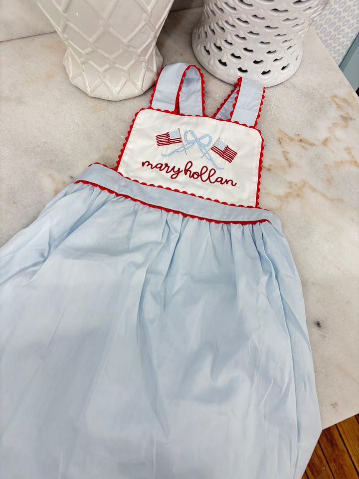 Hampton Light Blue with Red RicRac Dress