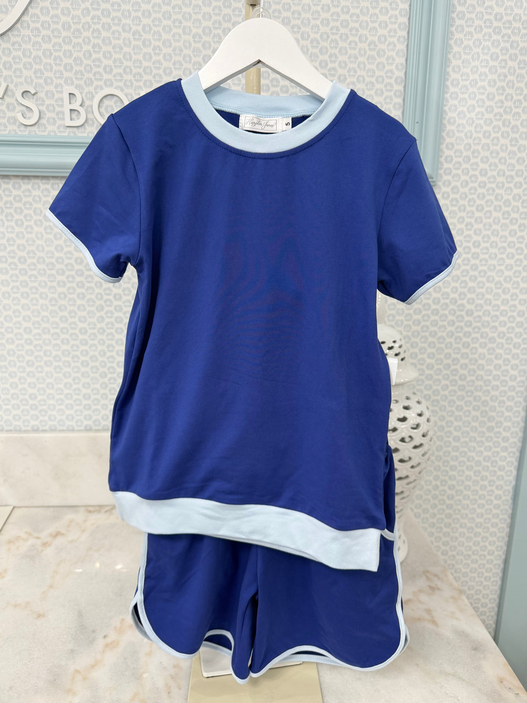 The Tiny Champion Short Set Navy/Light Blue