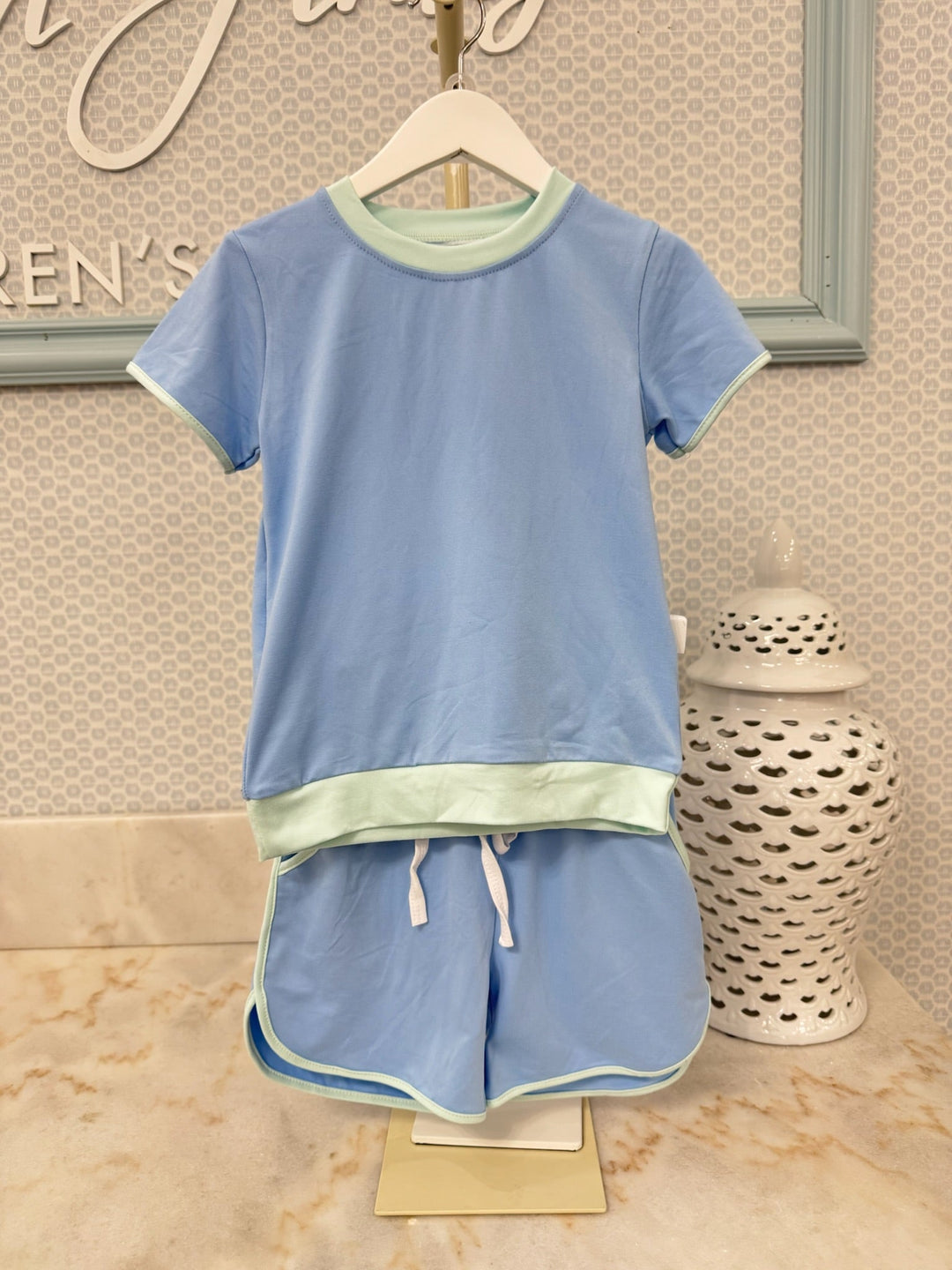 The Tiny Champion Short Set Blue/Mint