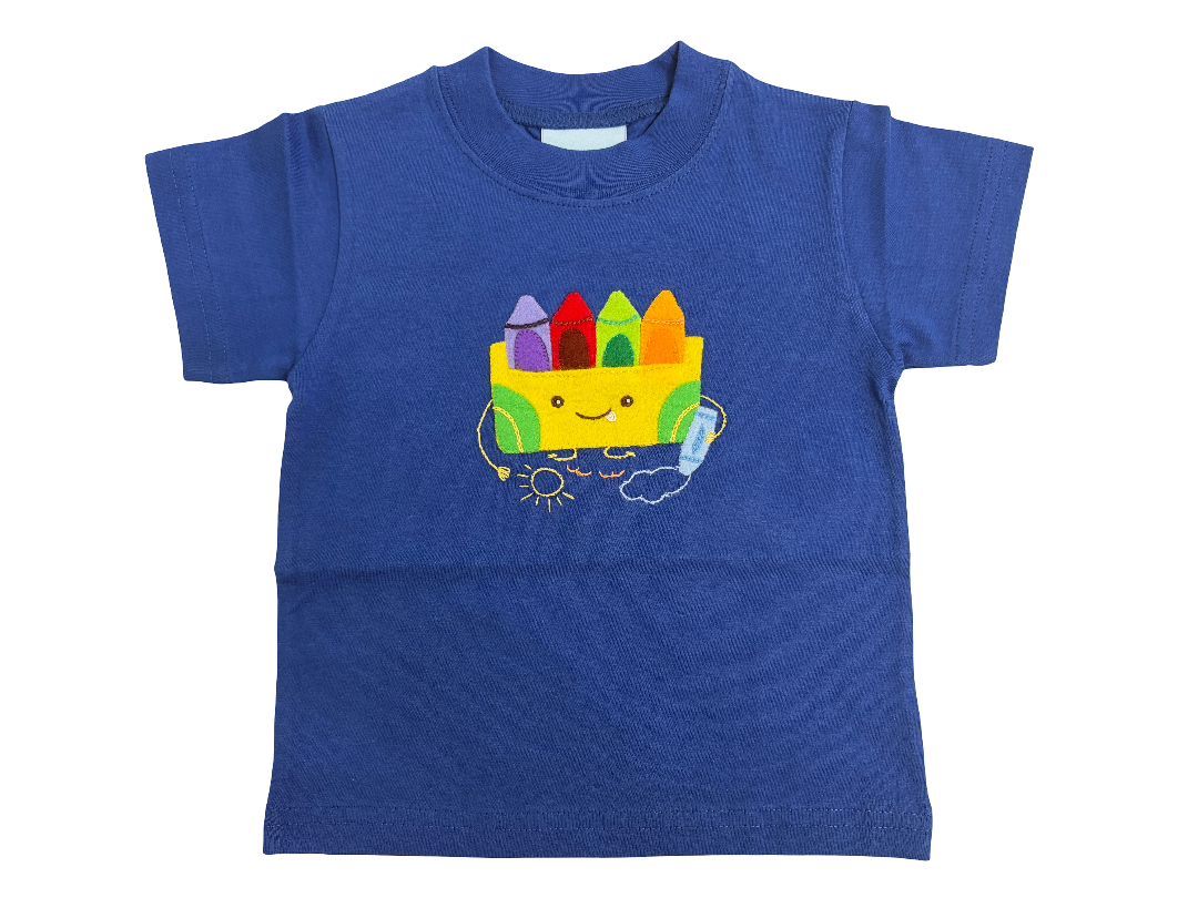 Smiley Crab: Navy Crayon T-Shirt