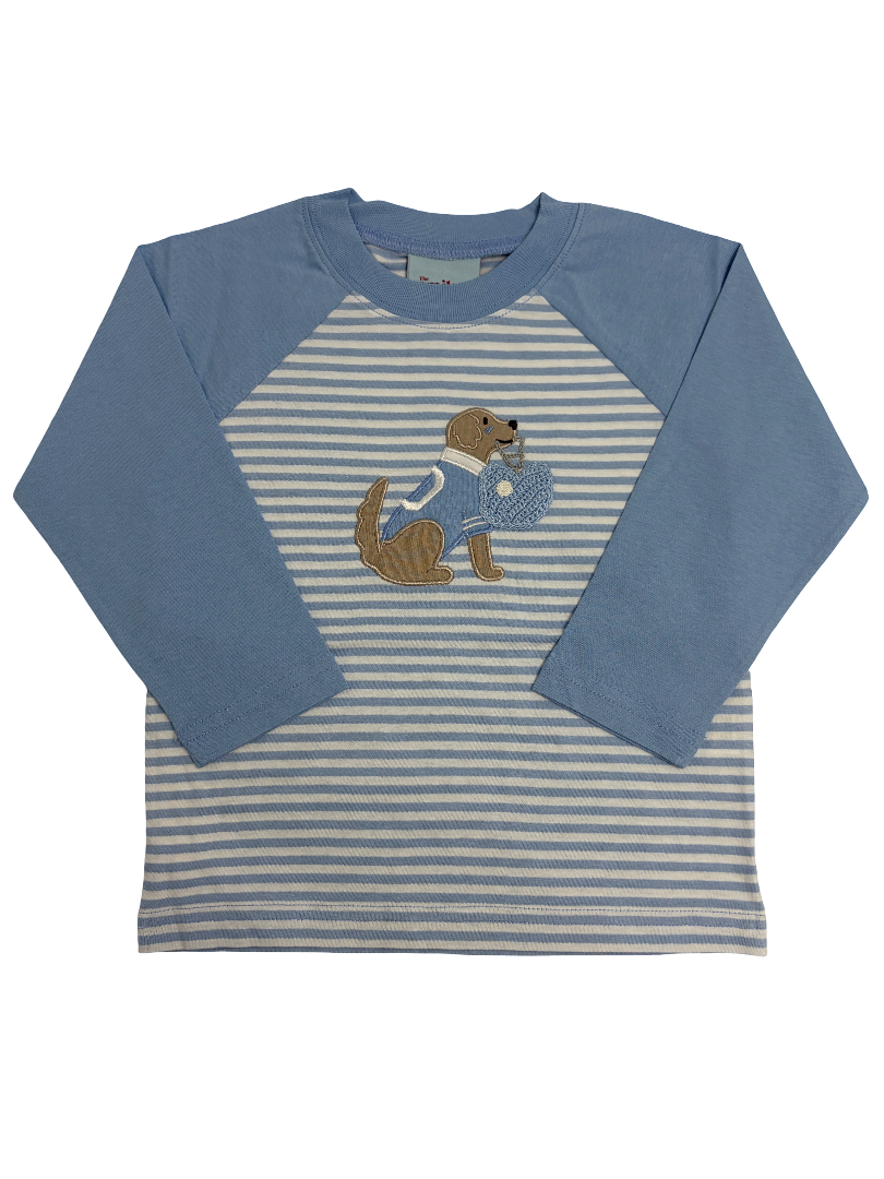 Smiley Crab: Light Blue Stripe Football Dog T-Shirt