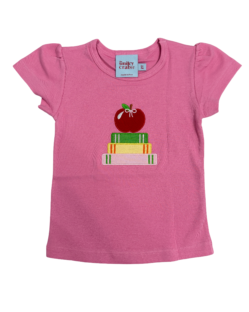 Smiley Crab: Pink Back to School Books T-Shirt