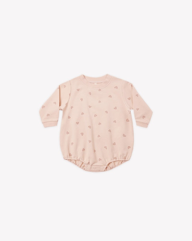 Quincy Mae - Crewneck Bubble Romper Hearts