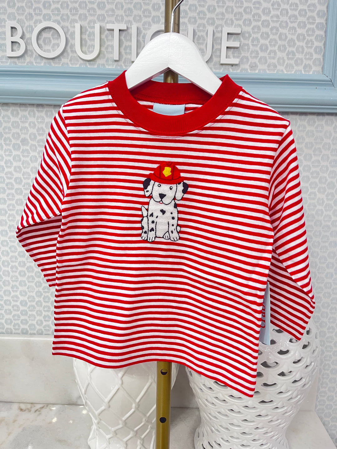 Smiley Crab: Red Stripe Fire Dalmatian Long Sleeve T-Shirt