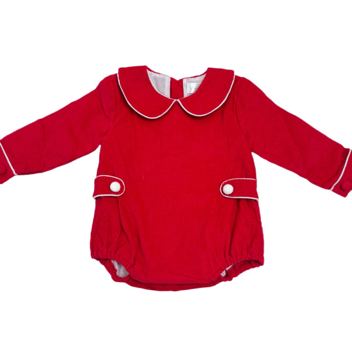 Christmas Red Corduroy Boy Bubble - PREORDER - ESD Early November