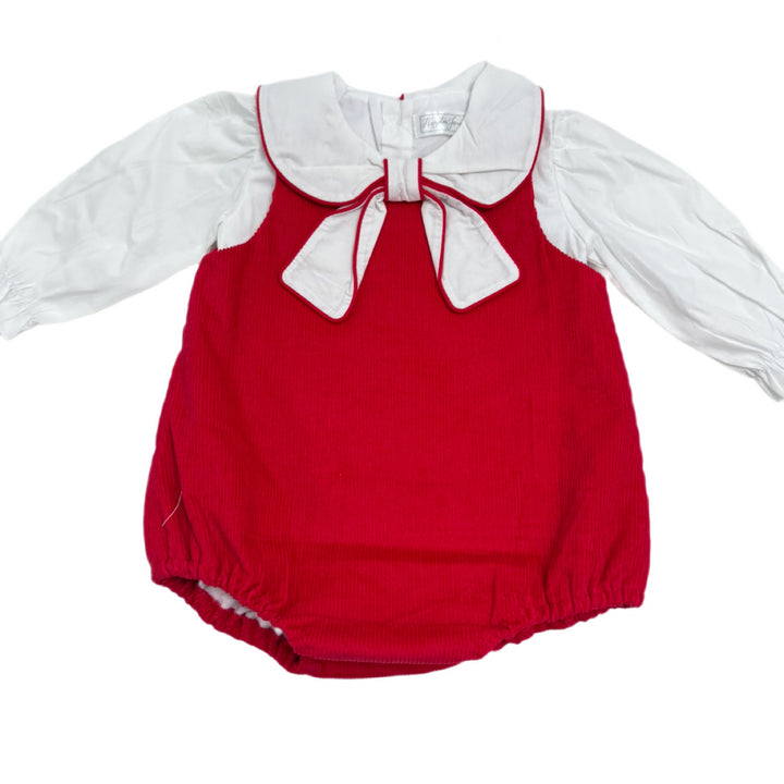 Christmas Red Corduroy Girl Bubble (Two Pieces) - PREORDER - ESD Early November