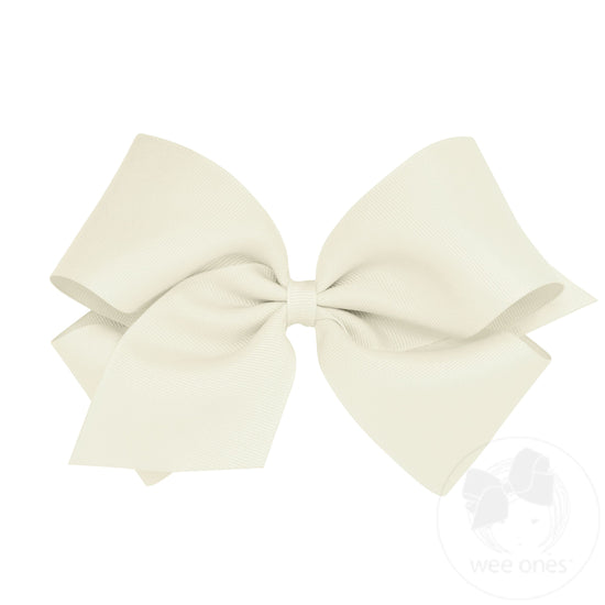 Wee Ones: Antique White Medium Classic Grosgrain Hair Bow (Plain Wrap)