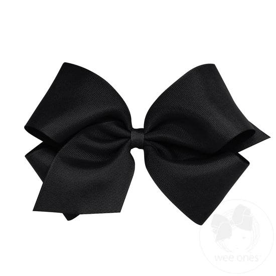 Wee Ones: Black  King Classic Grosgrain Hair Bow (Plain Wrap)