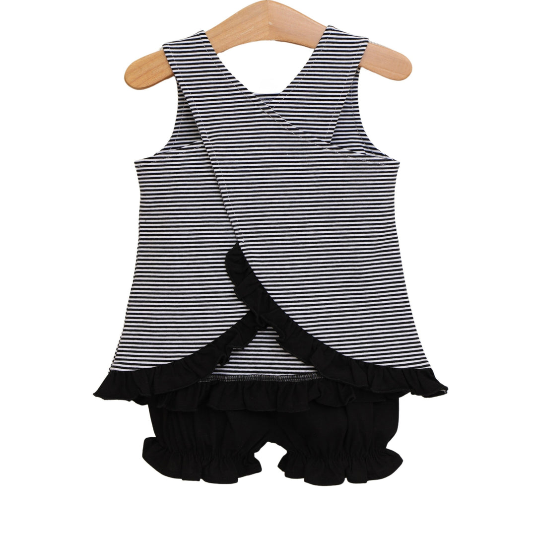 Let's Cheer! Swing Back Bloomer Set- Black Stripe