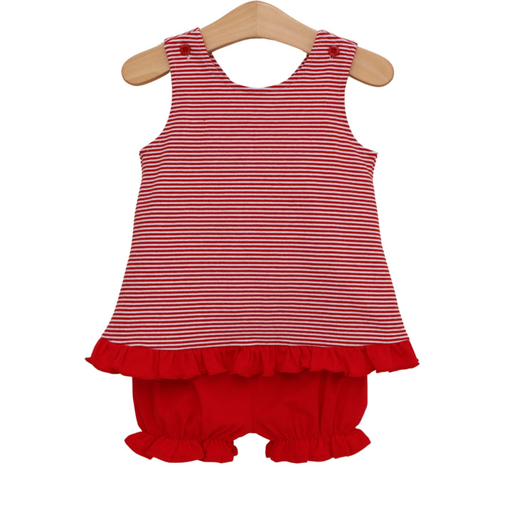 Let's Cheer! Swing Back Bloomer Set- Red Stripe