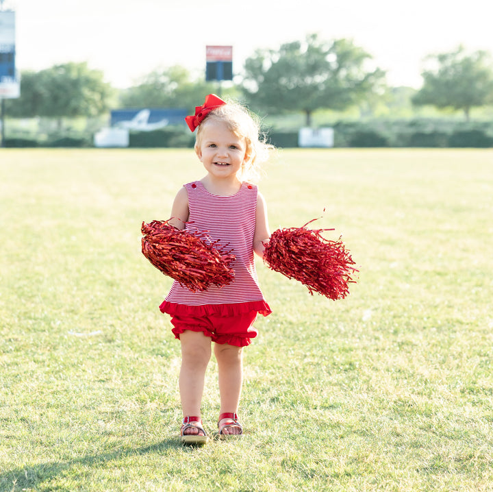 Let's Cheer! Swing Back Bloomer Set- Red Stripe