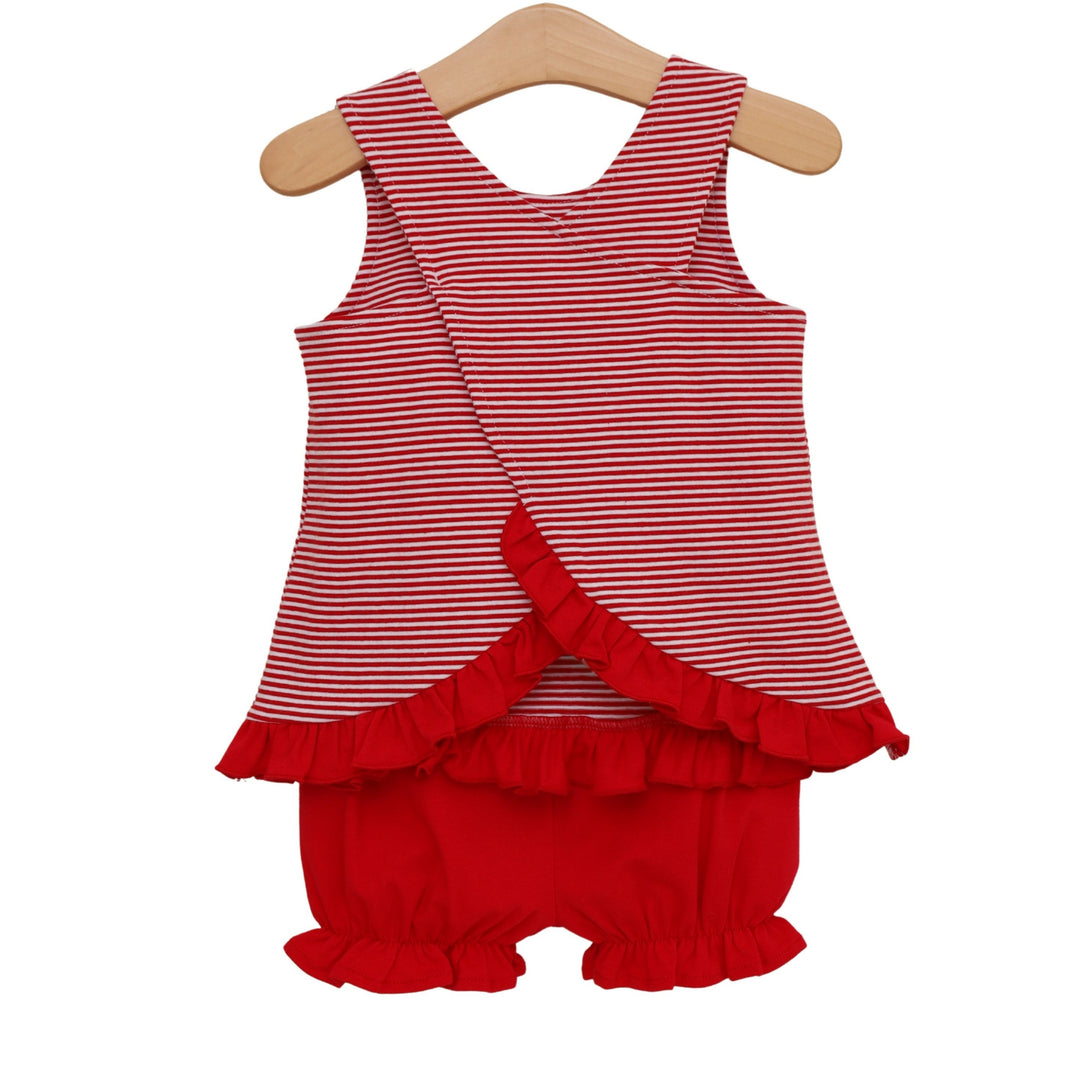 Let's Cheer! Swing Back Bloomer Set- Red Stripe