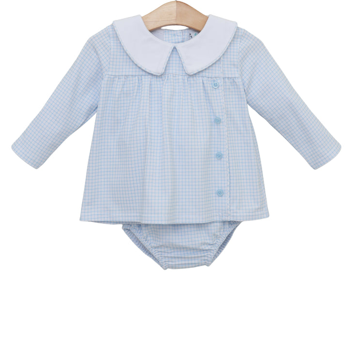 Liam Diaper Set- Light Blue Windowpane