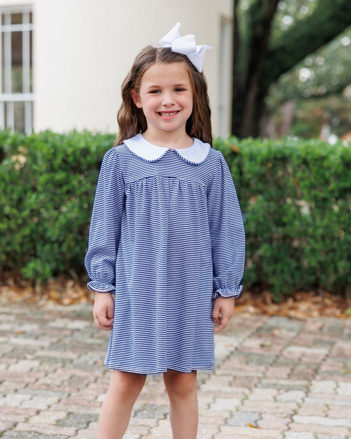 Lottie Dress- Navy Stripe