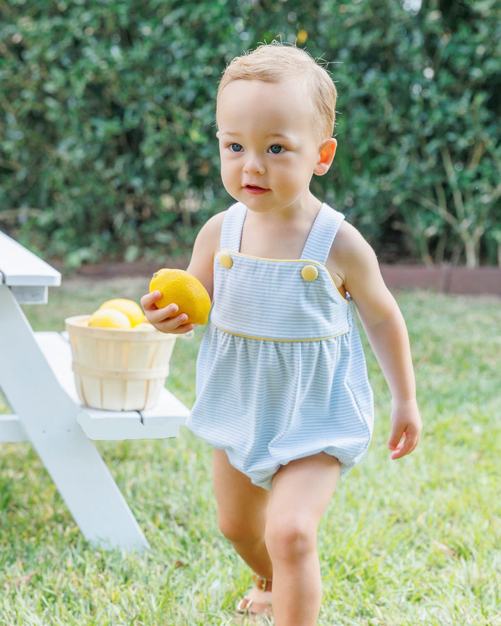 Luke Sunsuit - Light Blue Stripe and Yellow