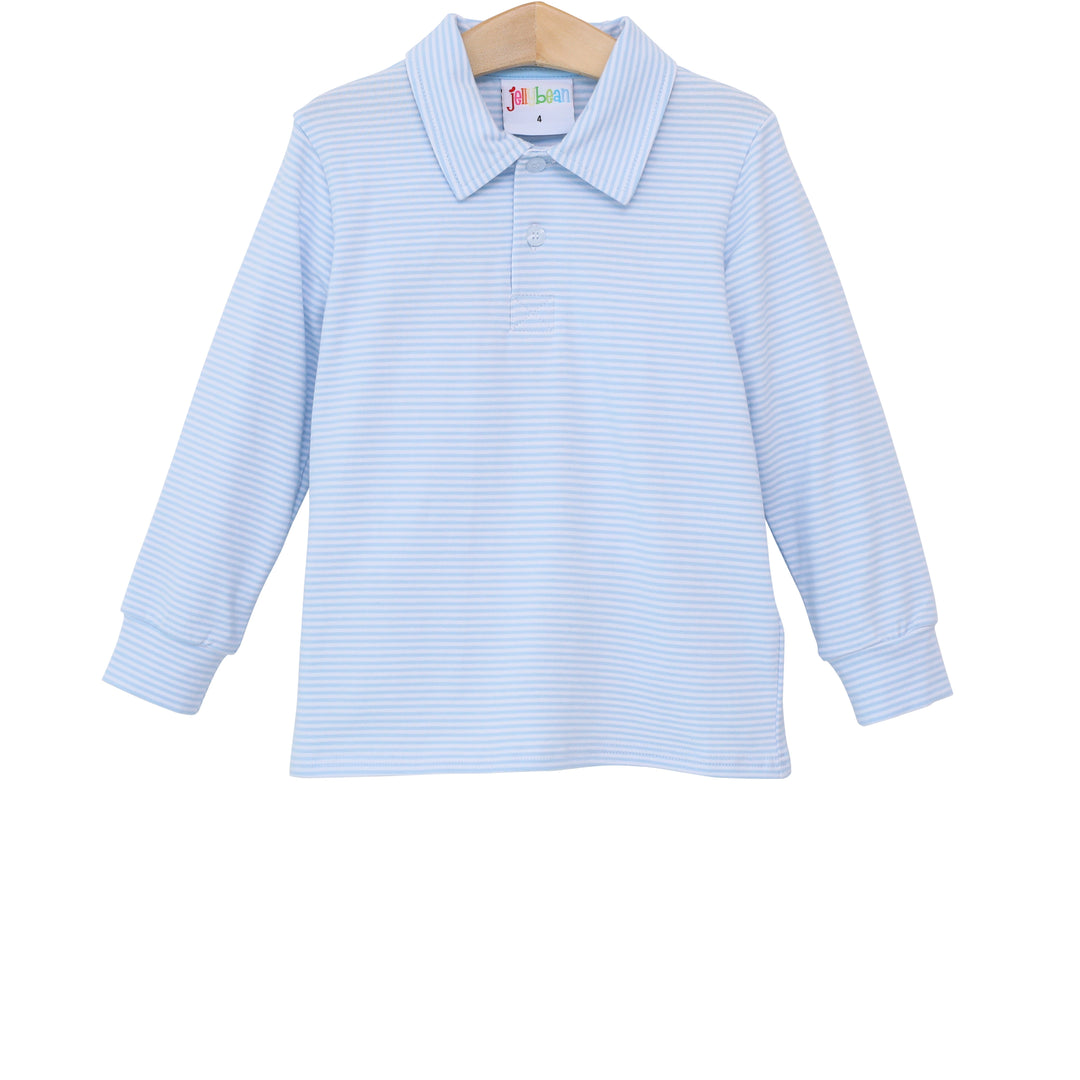 Michael Polo LS- Light Blue Stripe