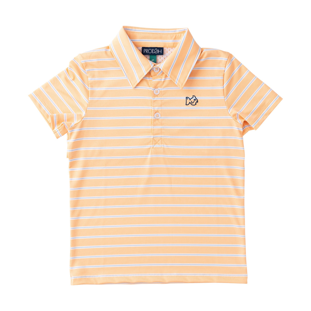 Prodoh - Boys' Short Sleeve Pro Performance Polo - Orange Chiffon Stripe