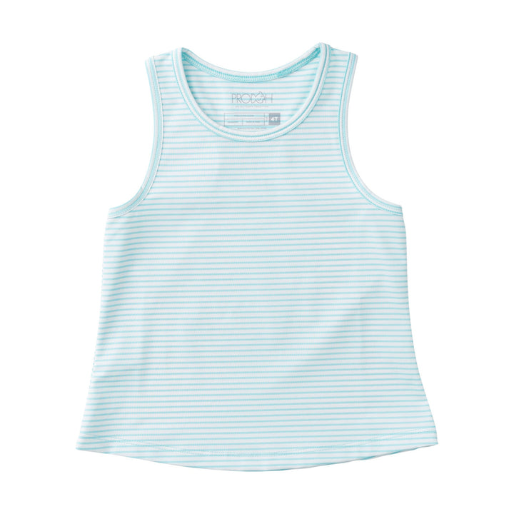 Prodoh - Girl's Active Racerback Tank Top – Aruba Blue Stripe