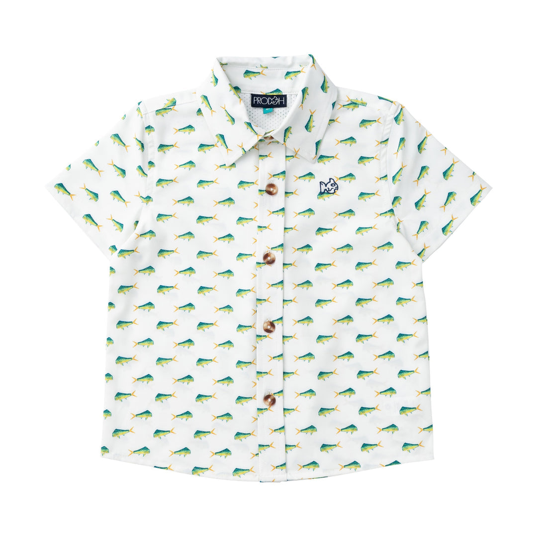 Prodoh - Boys' Short Sleeve Button Down Shirt - Mahi Mahi Print