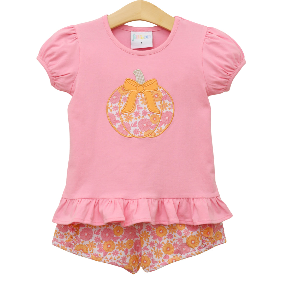 Pumpkin Petals Applique Ruffle Short Set