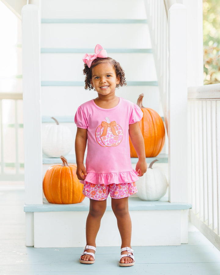 Pumpkin Petals Applique Ruffle Short Set