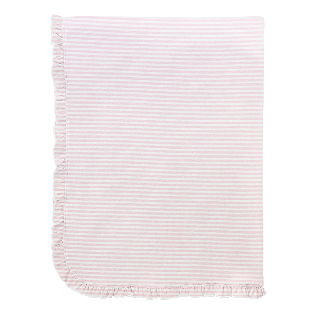 Baby Club Chic - Pink Stripes Printed Pima Blanket w/ Ruffle