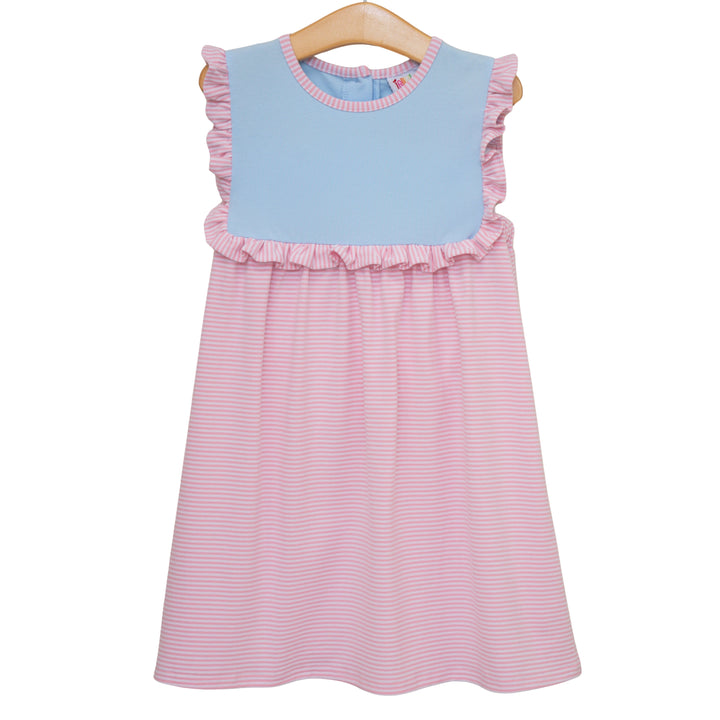 Ruby Dress- Light Blue and Pink Stripe