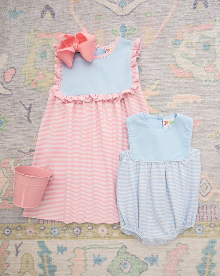 Ruby Dress- Light Blue and Pink Stripe