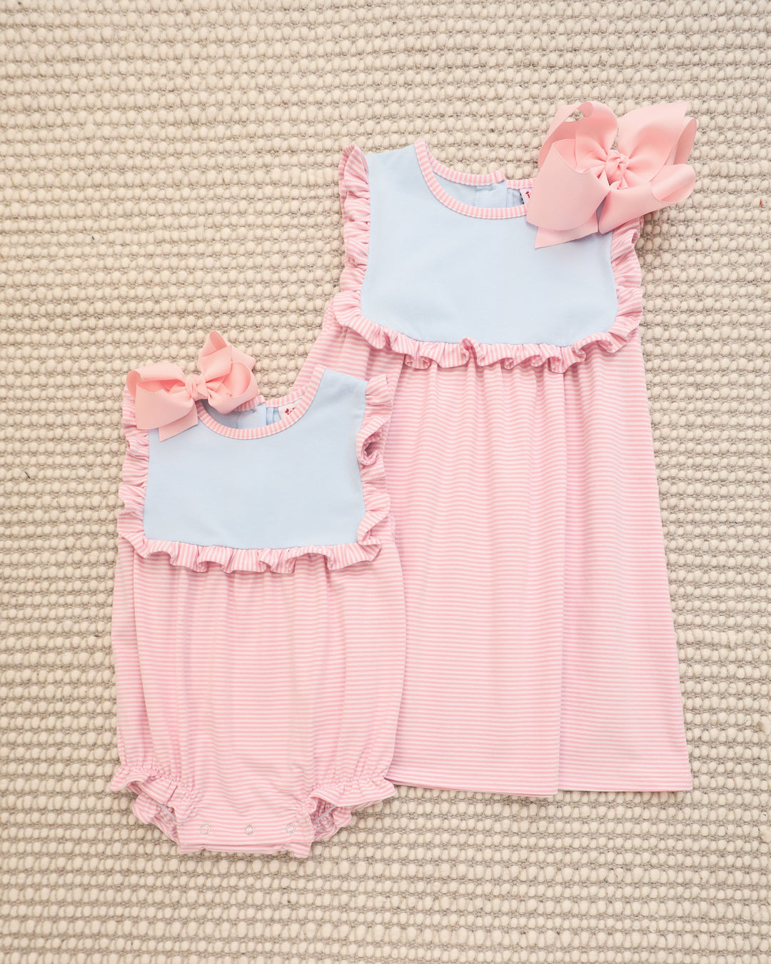 Ruby Dress- Light Blue and Pink Stripe