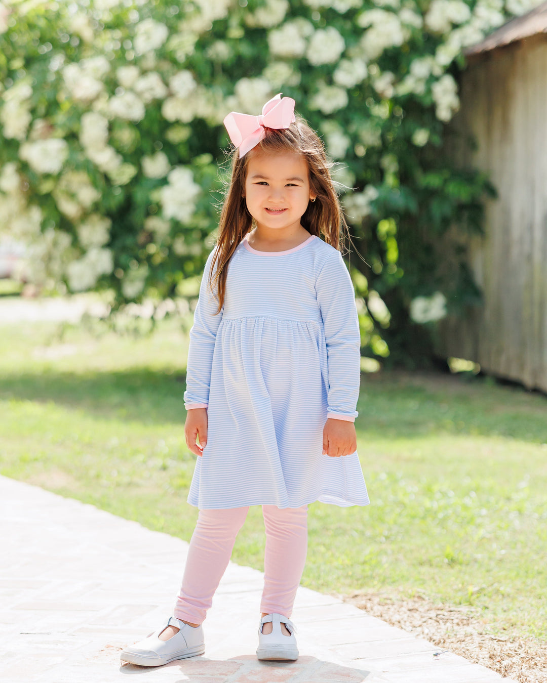 Sadie Pants Set- Light Blue Stripe/Light Pink