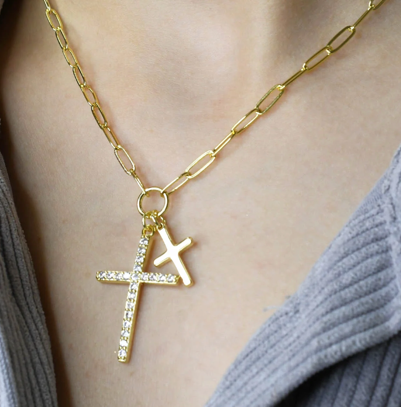 Double Cross Necklace