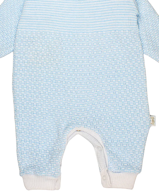 Paty Blue Knit Romper with Key-Hole Back Long Sleeve #266LSB