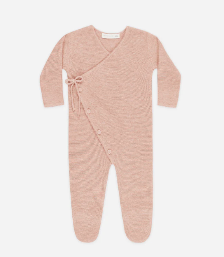 Wrap Knit Footie - Heathered Rose