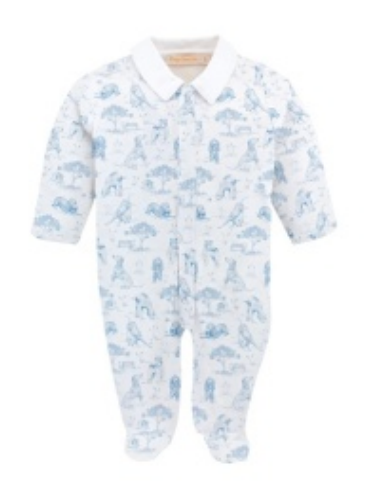 Baby Club Chic - Barking Bliss - Blue Footie w/ Collar for baby - Hampton James Clothing