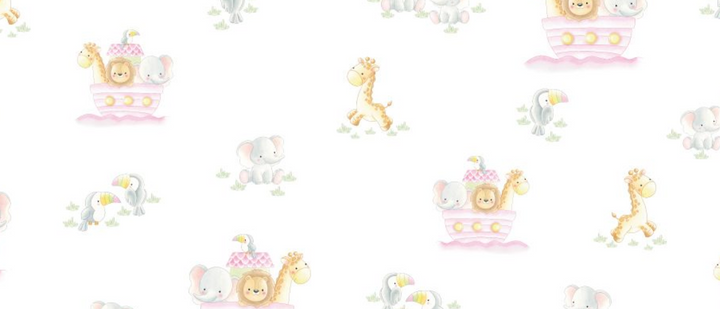 Baby Club Chic - Noah's Ark Pink Footie with Ruffles for baby - Hampton James Clothing - detail view