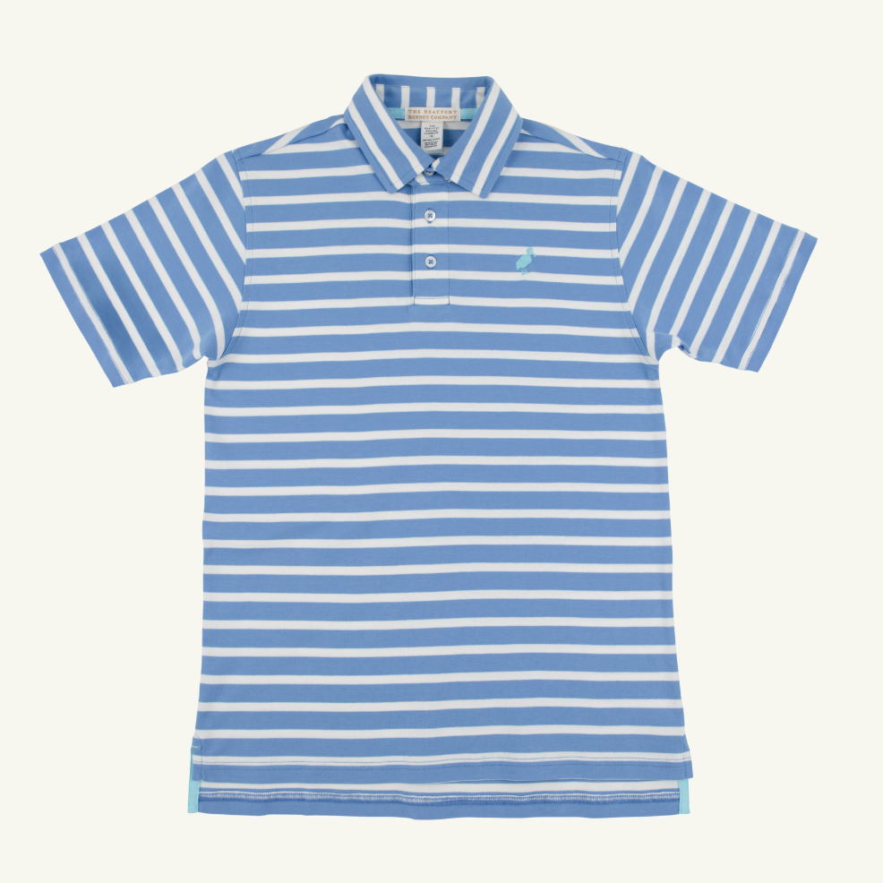 TBBC - Prim And Proper Polo (Pima) - Barbados Blue Stripe