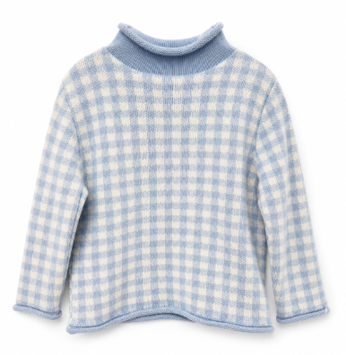 Hampton James Signature Rollneck Sweater - Blue Gingham (Fits TTS)