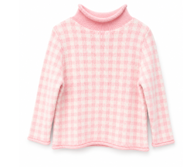 Hampton James Signature Rollneck Sweater - Pink Gingham (Fits TTS)