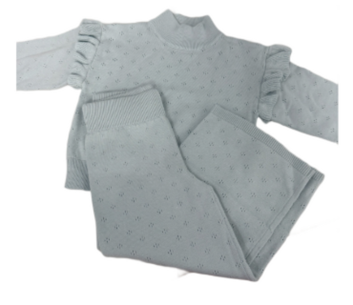 Hampton James Knit Pointelle Set - Pale Blue (Fits TTS)