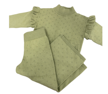 Hampton James Knit Pointelle Set - Olive (Fits TTS)