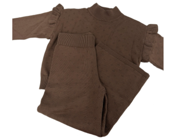 Hampton James Knit Pointelle Set - Chocolate (Fits TTS)