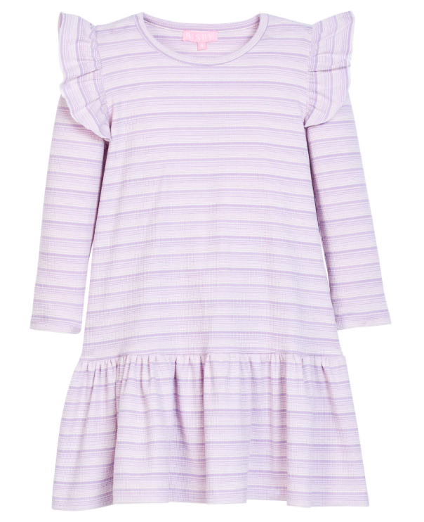 Bibsy: Sadie T-Shirt Dress - Lavender Sparkle Stripe
